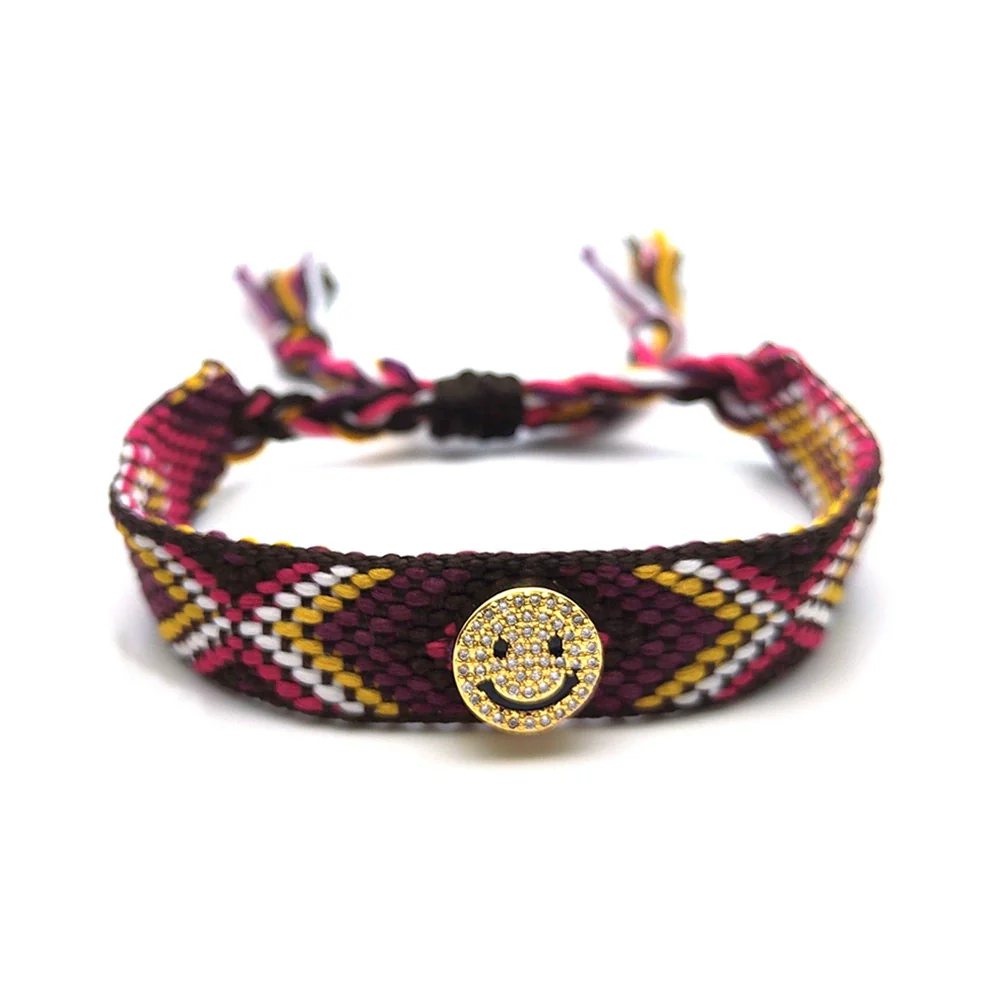 Handmade Woven Colorful Rope Geometric Smiley Bracelet For Men And Women - Image 13