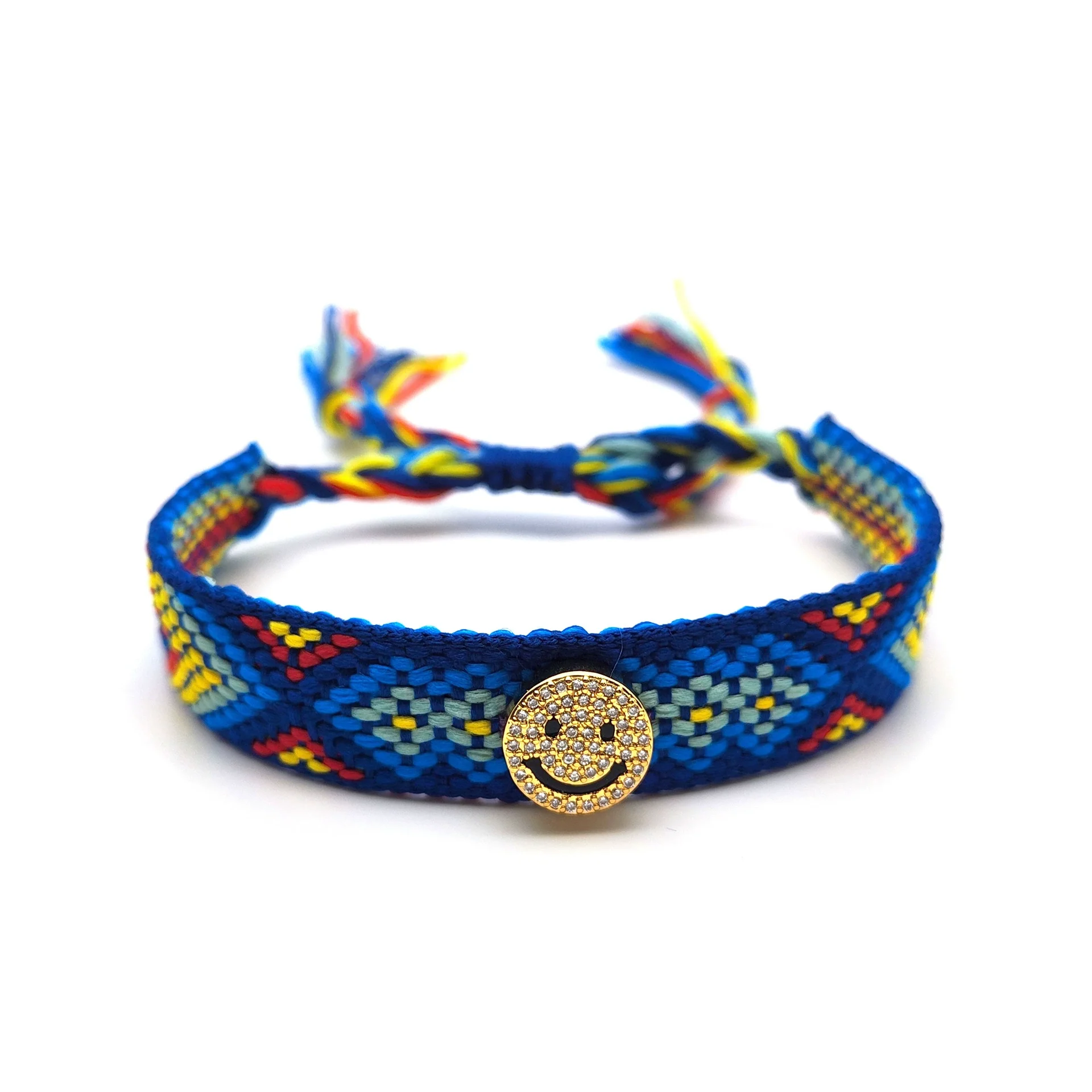 Handmade Woven Colorful Rope Geometric Smiley Bracelet For Men And Women - Image 3