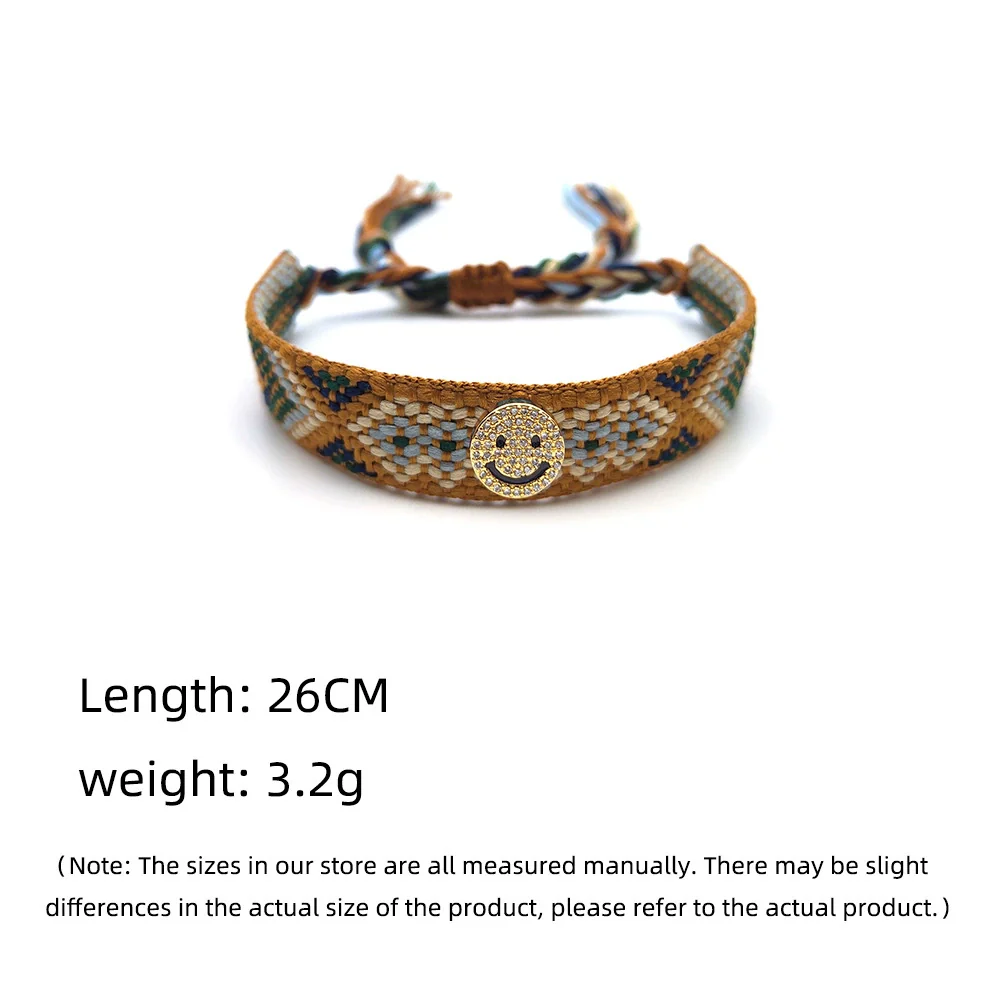 Handmade Woven Colorful Rope Geometric Smiley Bracelet For Men And Women - Image 4