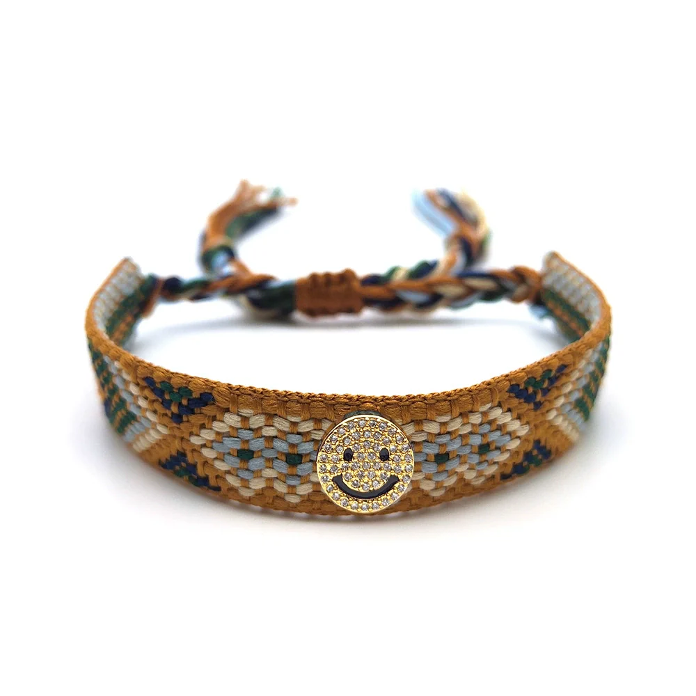 Handmade Woven Colorful Rope Geometric Smiley Bracelet For Men And Women - Image 5