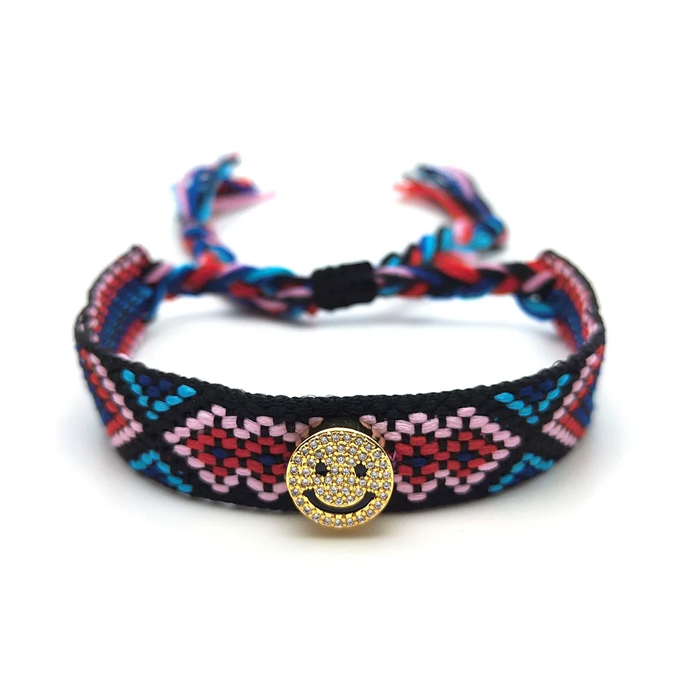 Handmade Woven Colorful Rope Geometric Smiley Bracelet For Men And Women - Image 6