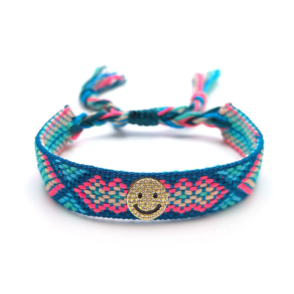 Handmade Woven Colorful Rope Geometric Smiley Bracelet For Men And Women - Image 7