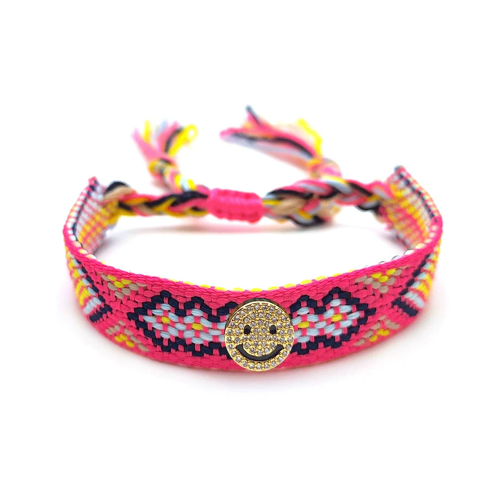 Handmade Woven Colorful Rope Geometric Smiley Bracelet For Men And Women - Image 8