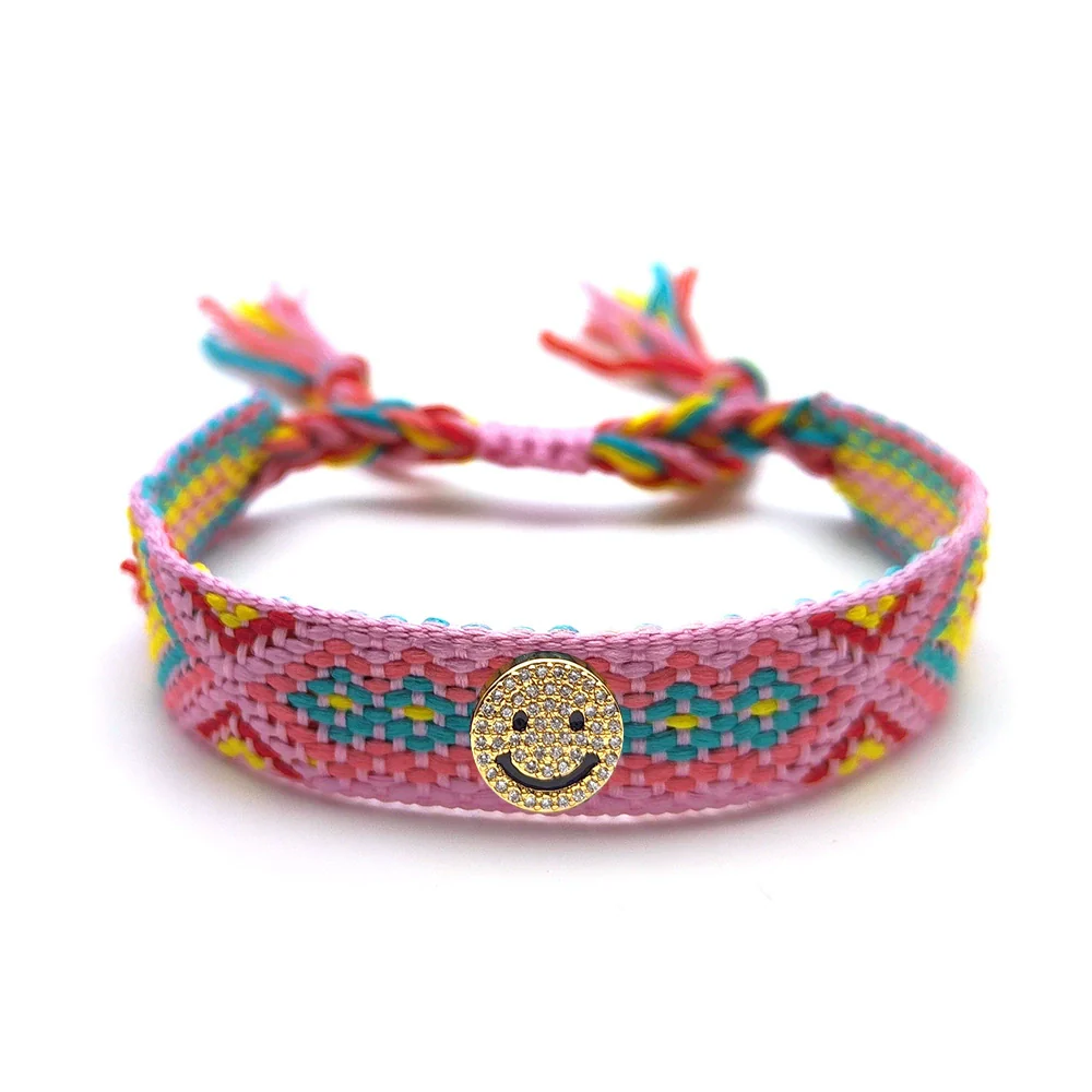 Handmade Woven Colorful Rope Geometric Smiley Bracelet For Men And Women - Image 9