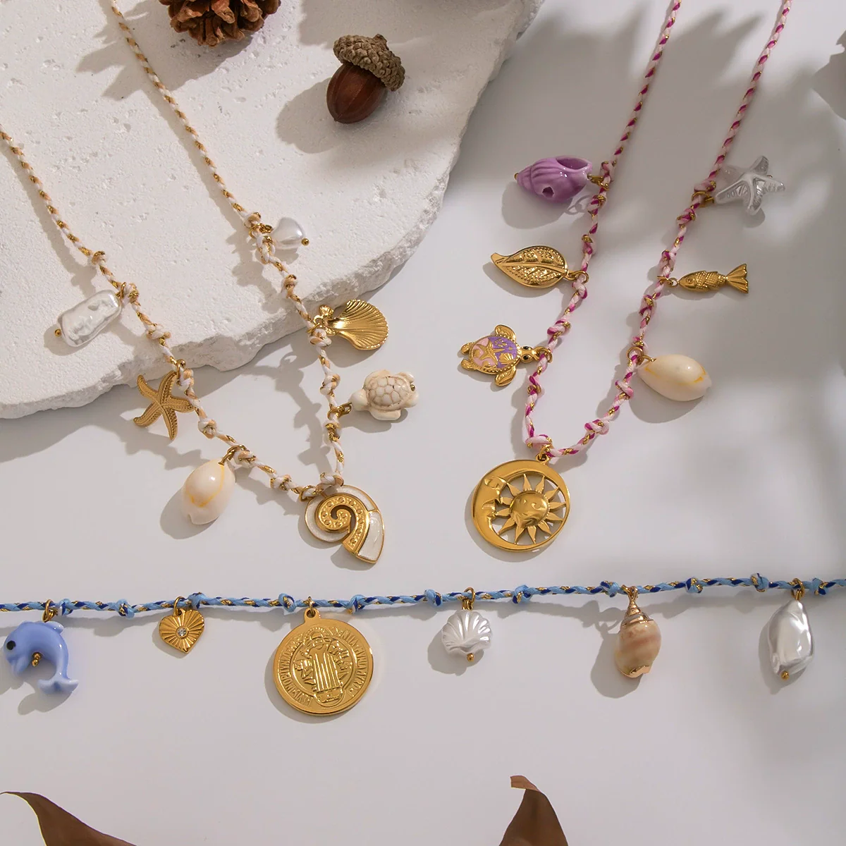 Handmade Woven Rope Chain 18K Real Gold Plated Animal Zodiac Heart Shaped Necklace Choker For Women - Image 2