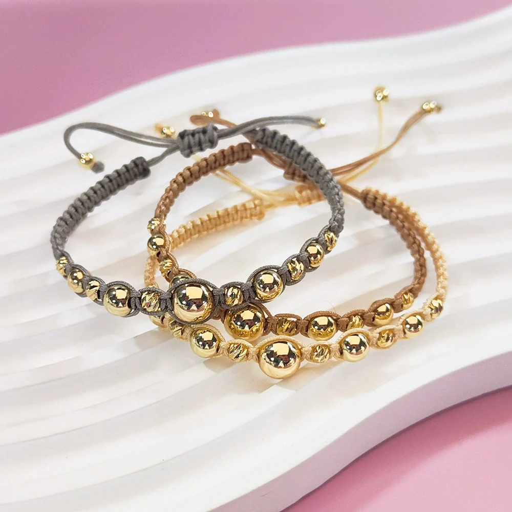 Handwoven Glass And Glaze Beaded Bracelet Jewelry With Geometric Pattern And 18K Copper Goldplated