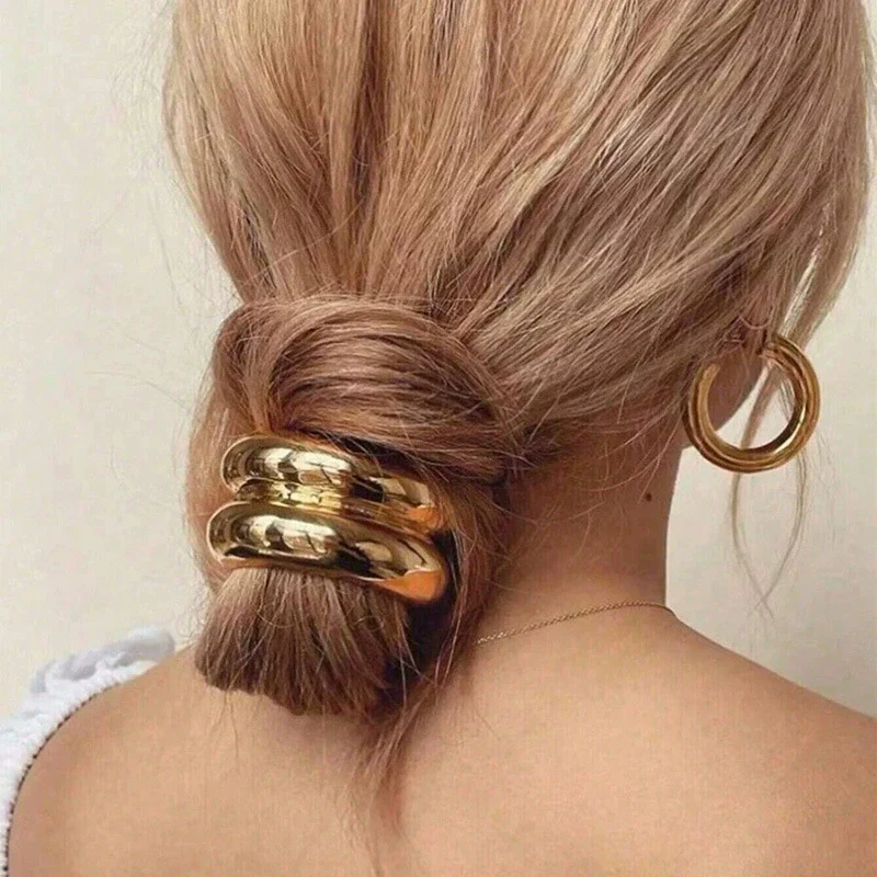 Headwear Jewelry Ushaped Metal Hair Rope Geometric Round Electroplated - Image 3