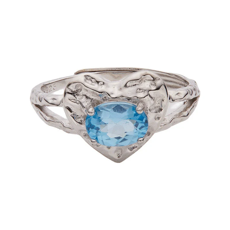 Heart Shaped Gem Inlaid S925 Sterling Silver Ring For Women - Image 5