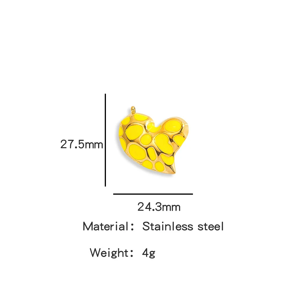 Heartshaped French Retro Stainless Steel Enamel Oil Drop Earrings - Image 10