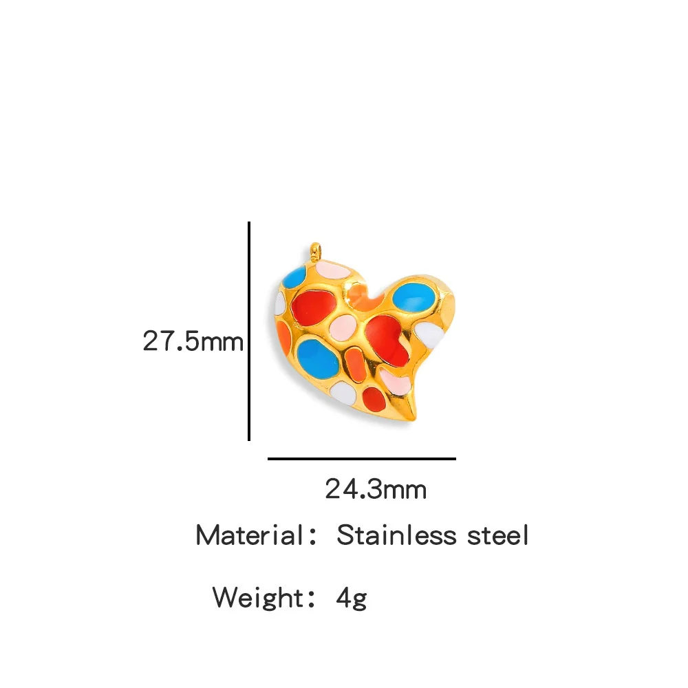 Heartshaped French Retro Stainless Steel Enamel Oil Drop Earrings - Image 13