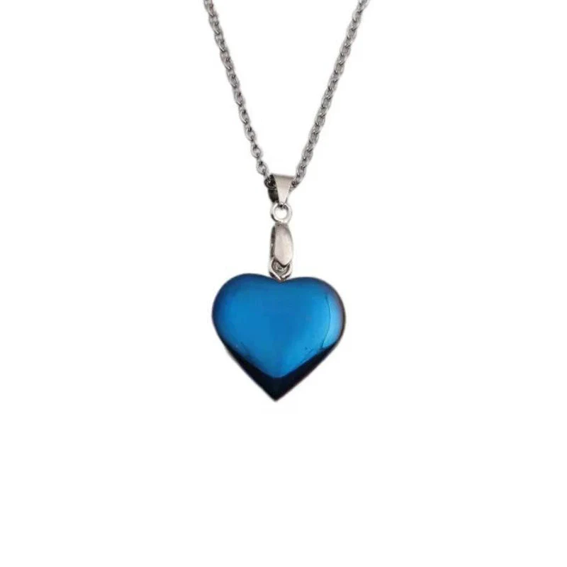 Heartshaped Pendant Necklace Alloy Stainless Steel Chain Handmade - Image 2