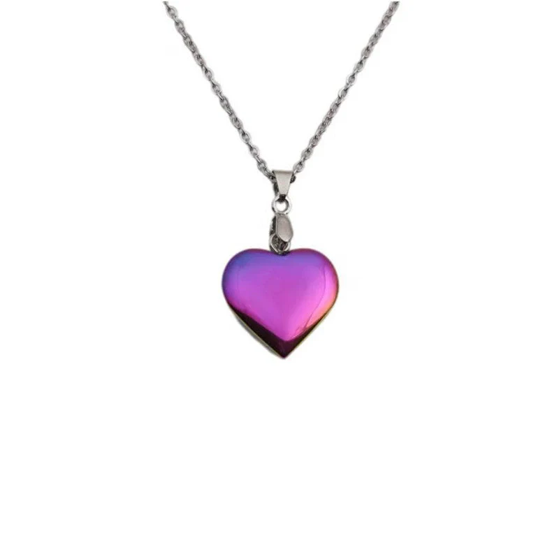 Heartshaped Pendant Necklace Alloy Stainless Steel Chain Handmade - Image 4