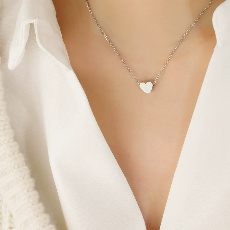 Heartshaped Titanium Steel Necklace Electroplated For Girls And Unisex Style - Image 5