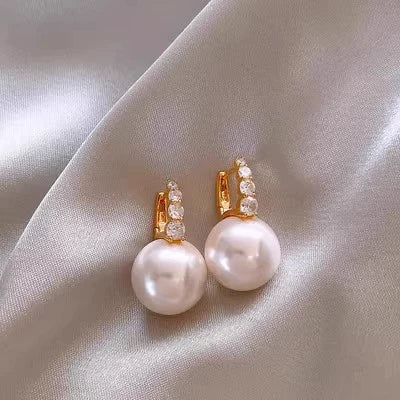 Hemp Gray Pink Pearl Women's Light Luxury Niche Highend Geometric Alloy Earrings With Electroplating - Image 6