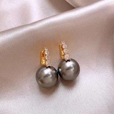 Hemp Gray Pink Pearl Women's Light Luxury Niche Highend Geometric Alloy Earrings With Electroplating - Image 7