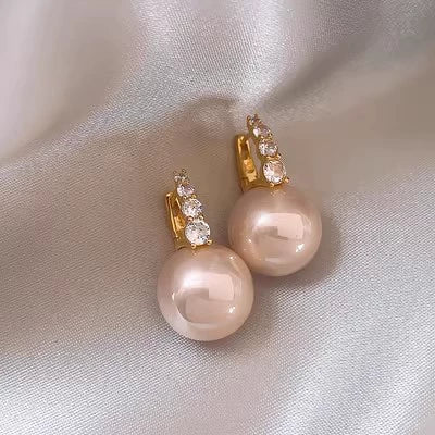 Hemp Gray Pink Pearl Women's Light Luxury Niche Highend Geometric Alloy Earrings With Electroplating - Image 8