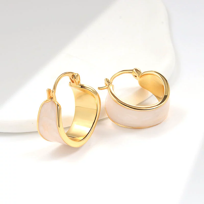 Herbal Style Geometric Copper 18K Gold Plated Drop Glaze Earrings For Women - Image 3