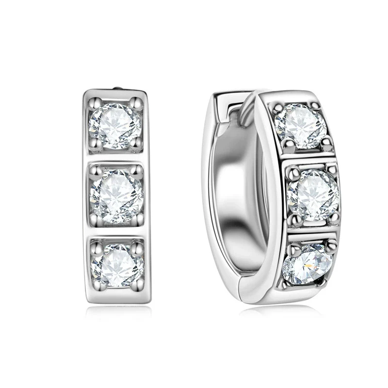 Hip Hop Geometric Moissanite Earrings 925 Sterling Silver 18K Gold Plated - Image 3