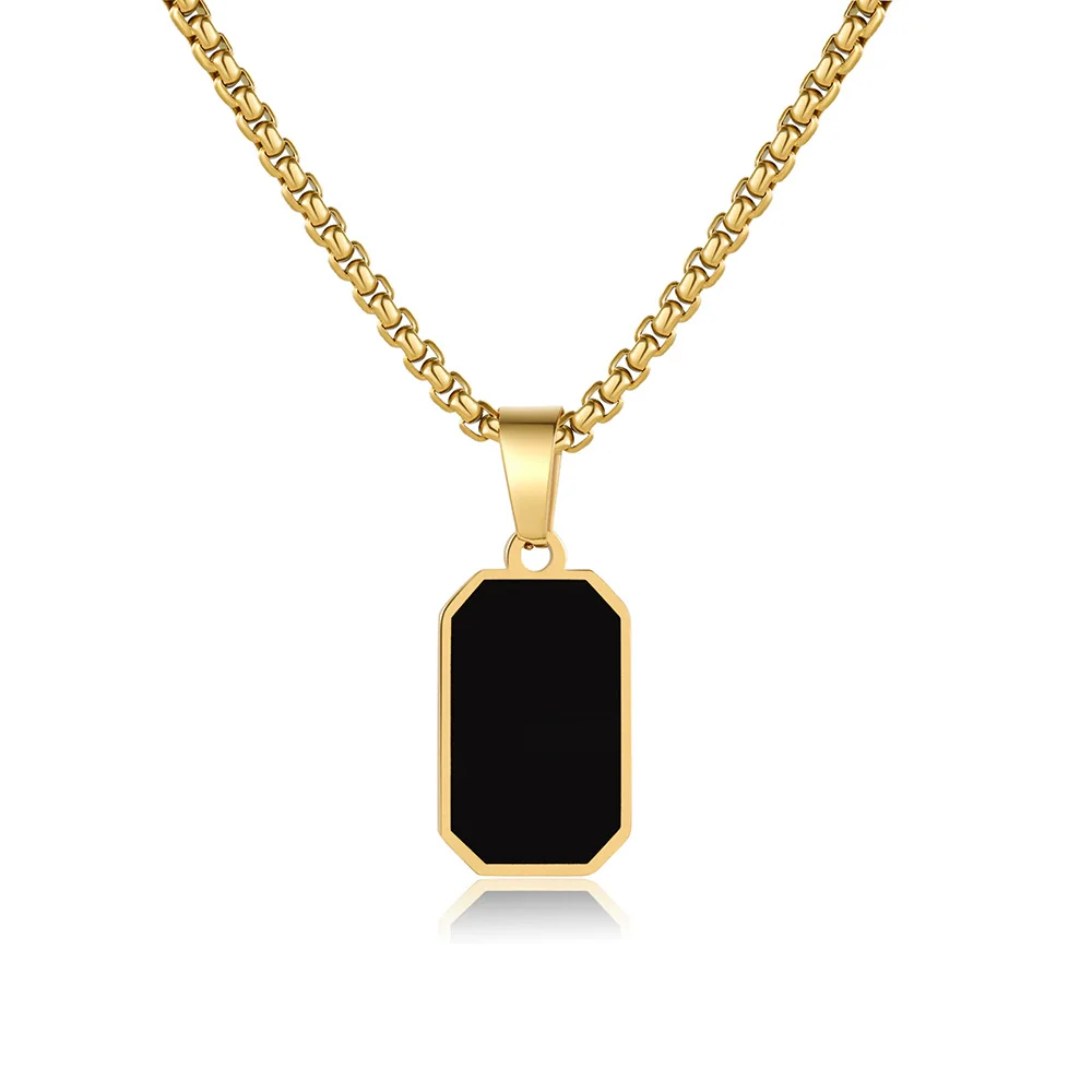 Hip Hop Stainless Steel Alloy Square Pendant Men's Cross Chain Necklace With Animal Zodiac Pattern And Electroplating Treatment - Image 7
