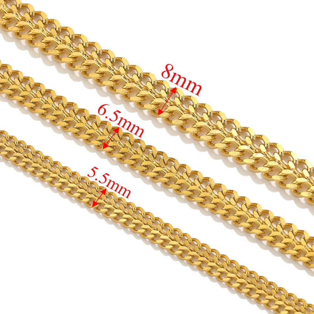 Hiphop Stainless Steel Chain Double Woven Flat Grinding Electroplating - Image 2