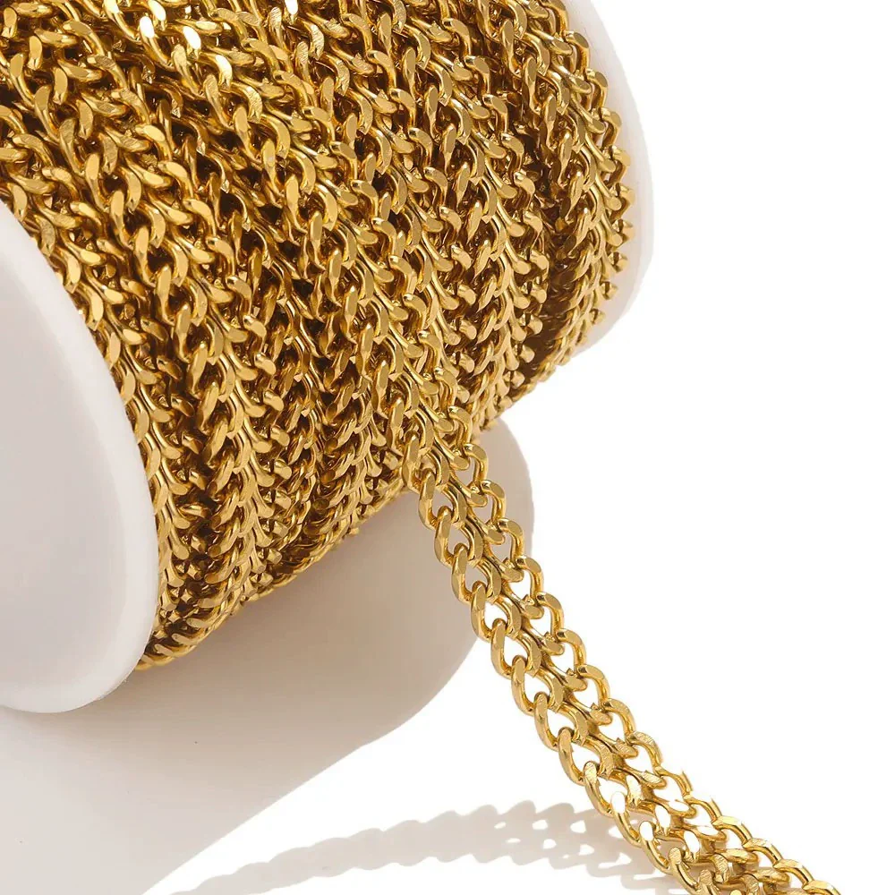 Hiphop Stainless Steel Chain Double Woven Flat Grinding Electroplating - Image 3