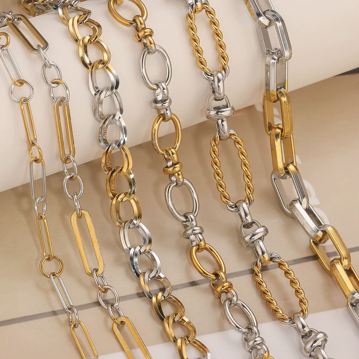 Hiphop Stainless Steel Gradient Plated Totem Handmade Chain Bracelet Necklace