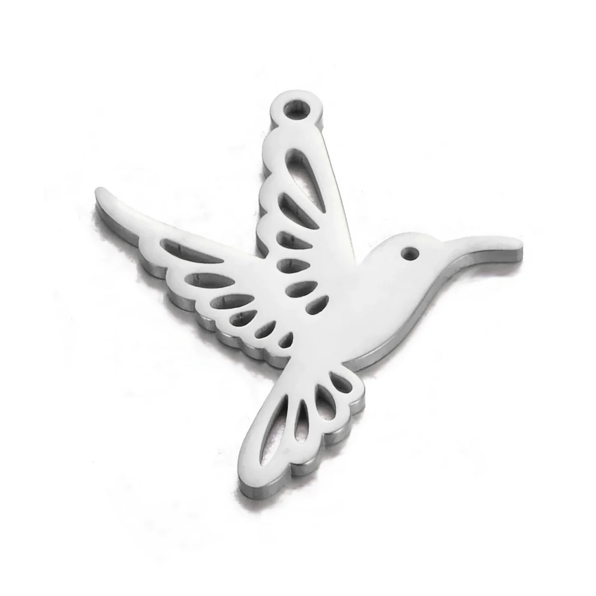 Hollow Hummingbird Stainless Steel Animal Pendant Doublesided Polished Electroplated Diy Jewelry Accessories - Image 6