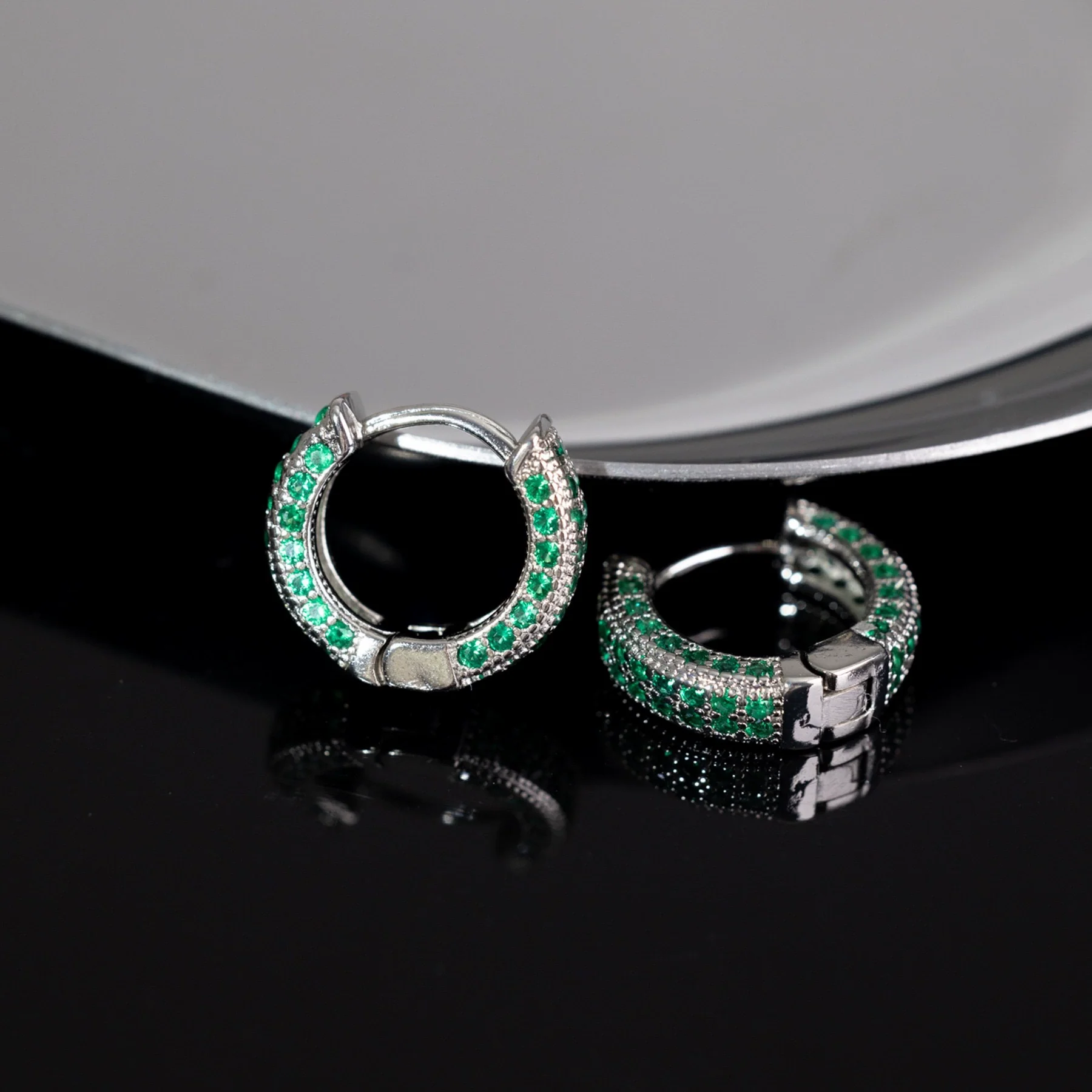 Hoop Earrings Copper With Zircon Inlay Geometric Style For Men And Women - Image 12