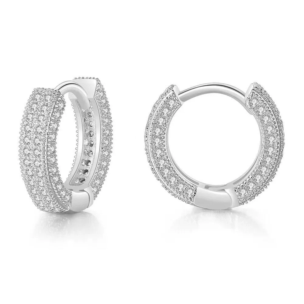 Hoop Earrings Copper With Zircon Inlay Geometric Style For Men And Women - Image 5