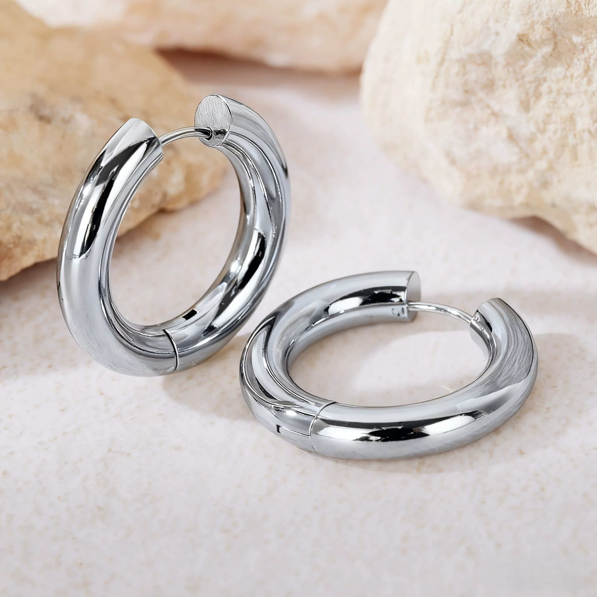 Hoop Earrings Titanium Steel Geometric Electroplating For Women Punk Style - Image 10
