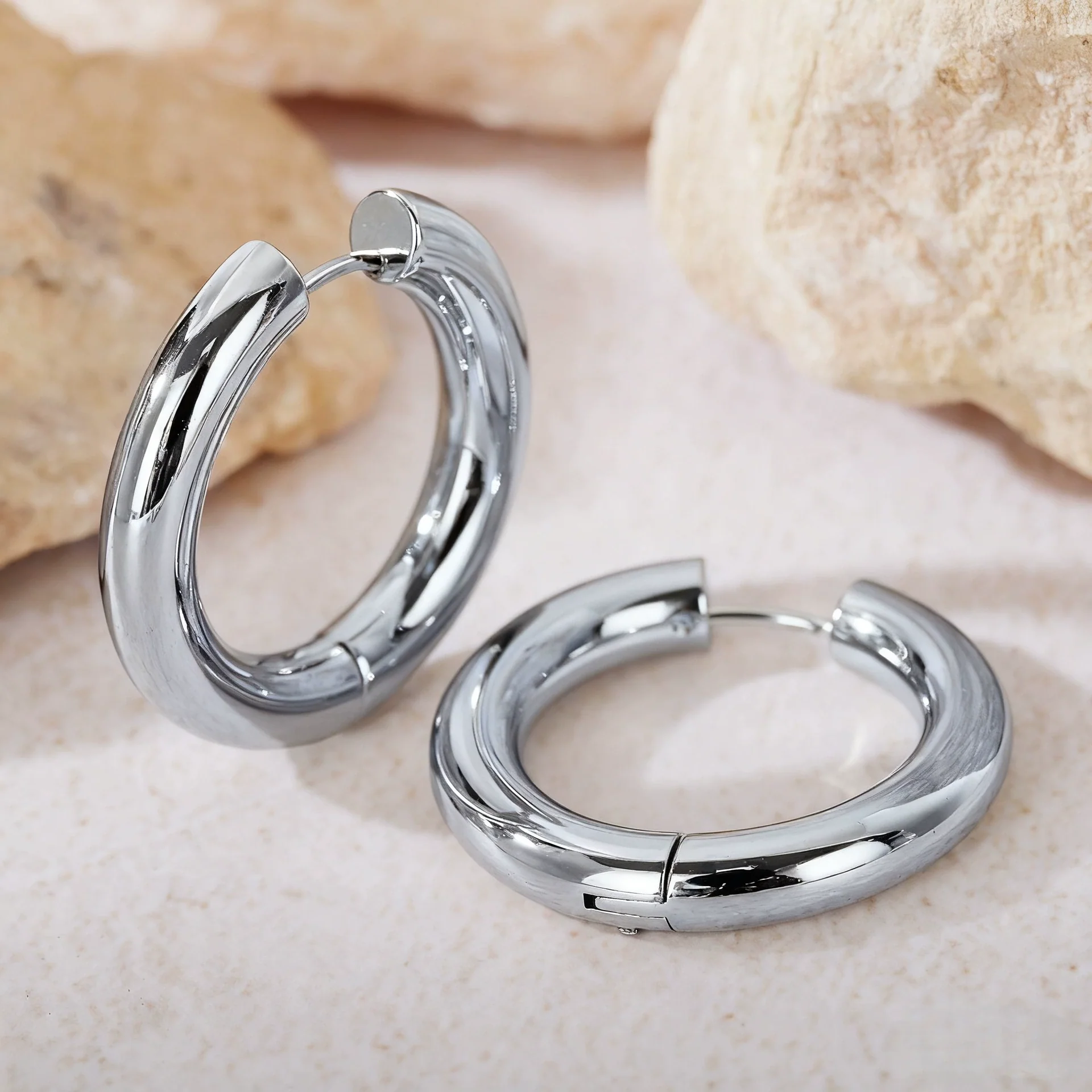 Hoop Earrings Titanium Steel Geometric Electroplating For Women Punk Style - Image 11