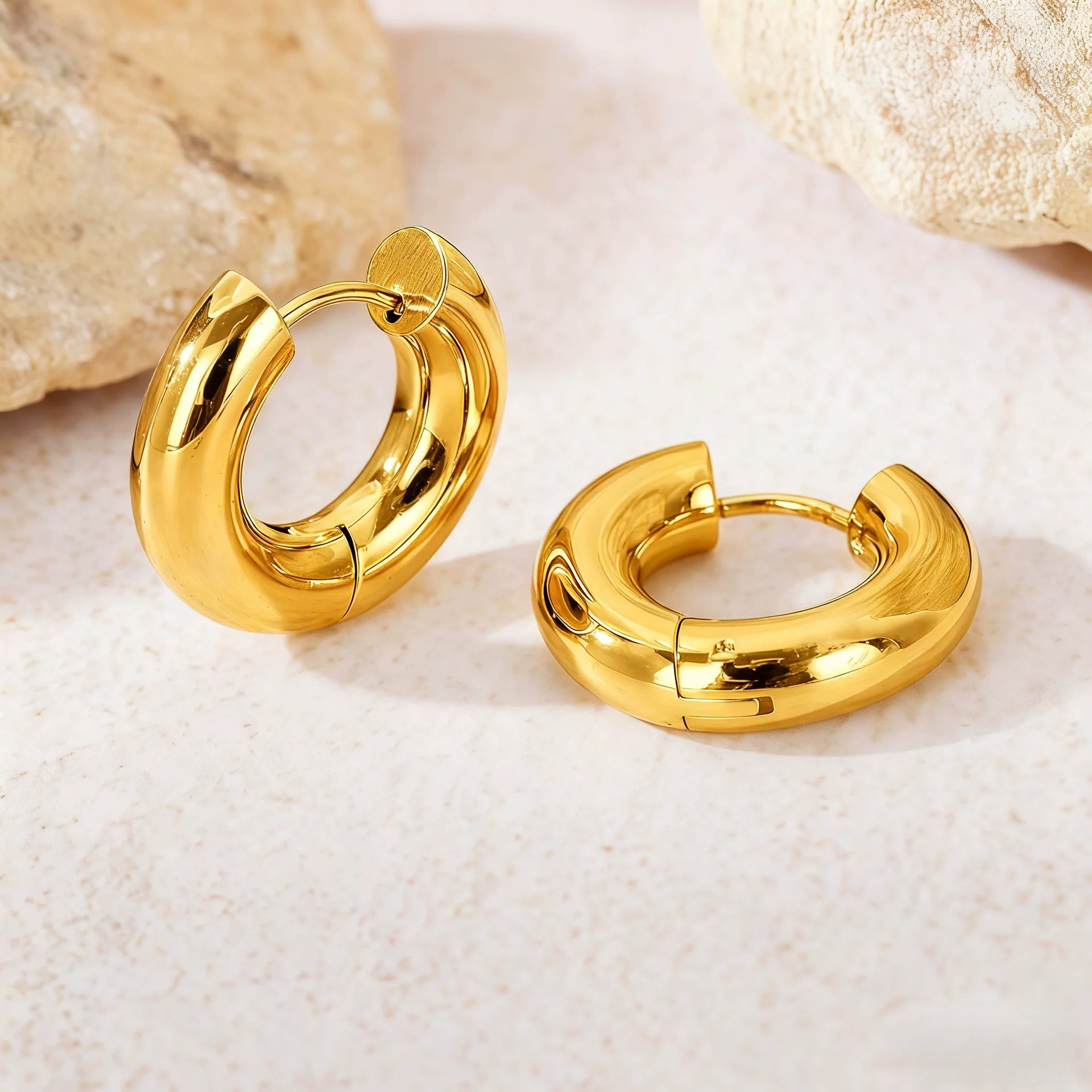 Hoop Earrings Titanium Steel Geometric Electroplating For Women Punk Style - Image 12