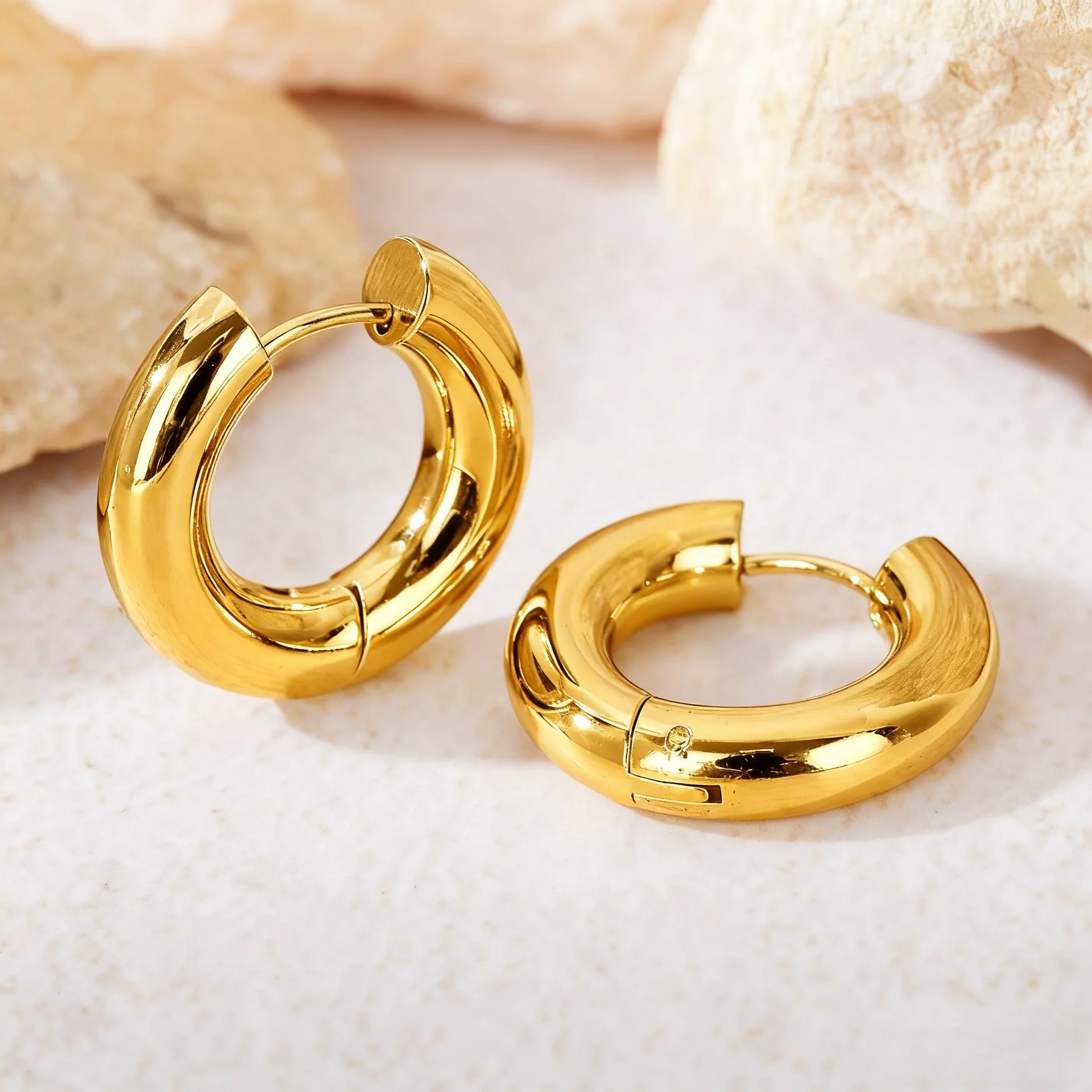 Hoop Earrings Titanium Steel Geometric Electroplating For Women Punk Style - Image 13