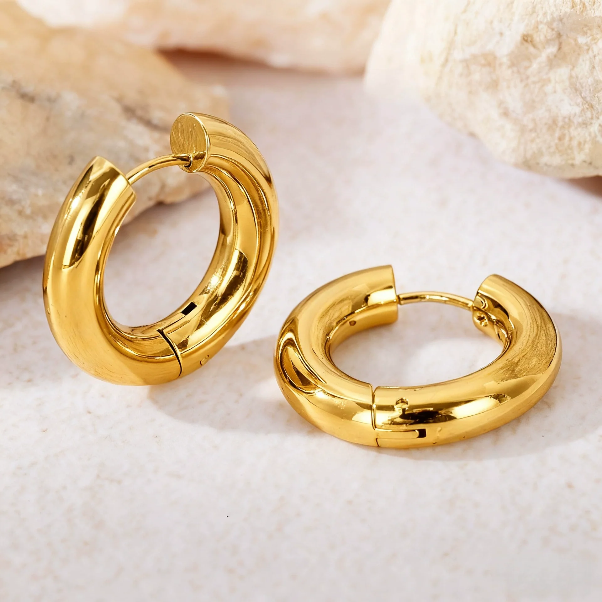 Hoop Earrings Titanium Steel Geometric Electroplating For Women Punk Style - Image 14