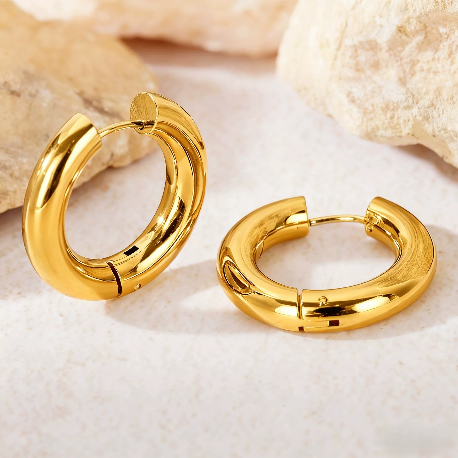 Hoop Earrings Titanium Steel Geometric Electroplating For Women Punk Style - Image 15