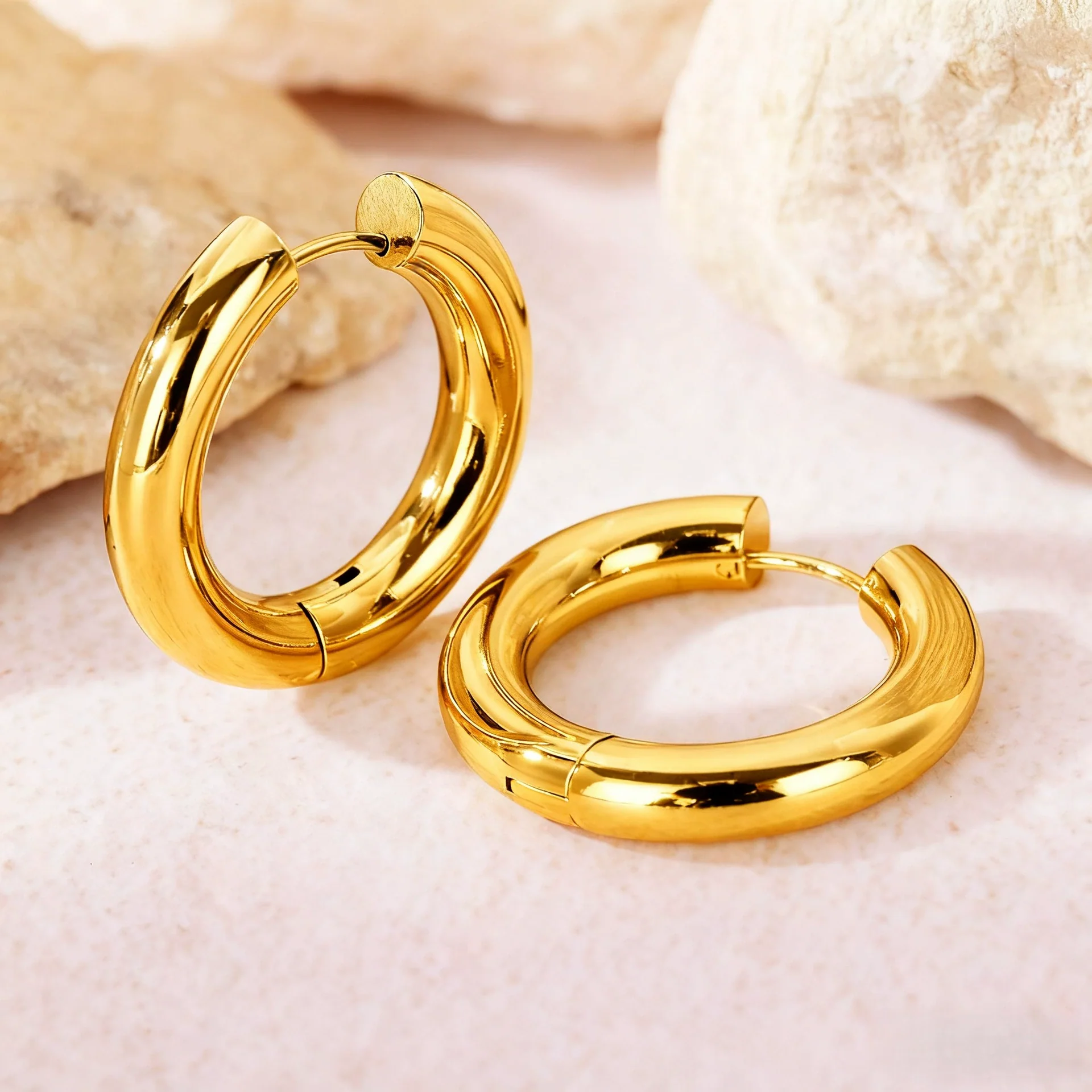 Hoop Earrings Titanium Steel Geometric Electroplating For Women Punk Style - Image 16