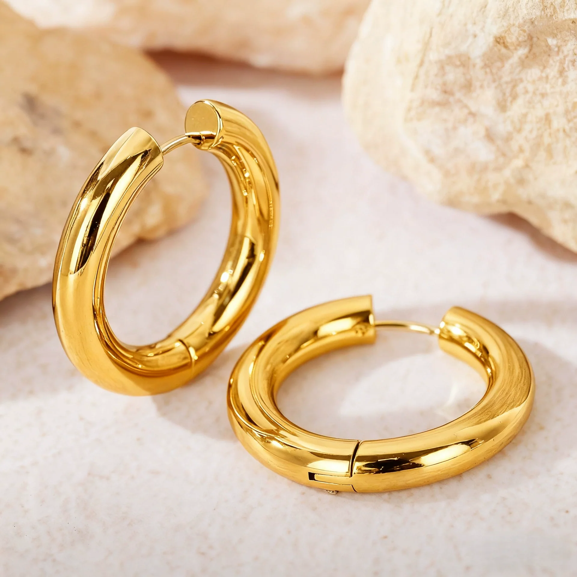 Hoop Earrings Titanium Steel Geometric Electroplating For Women Punk Style - Image 17