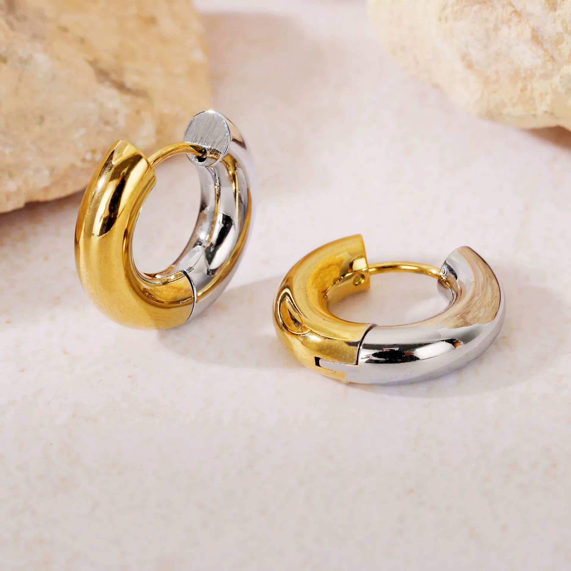 Hoop Earrings Titanium Steel Geometric Electroplating For Women Punk Style - Image 18