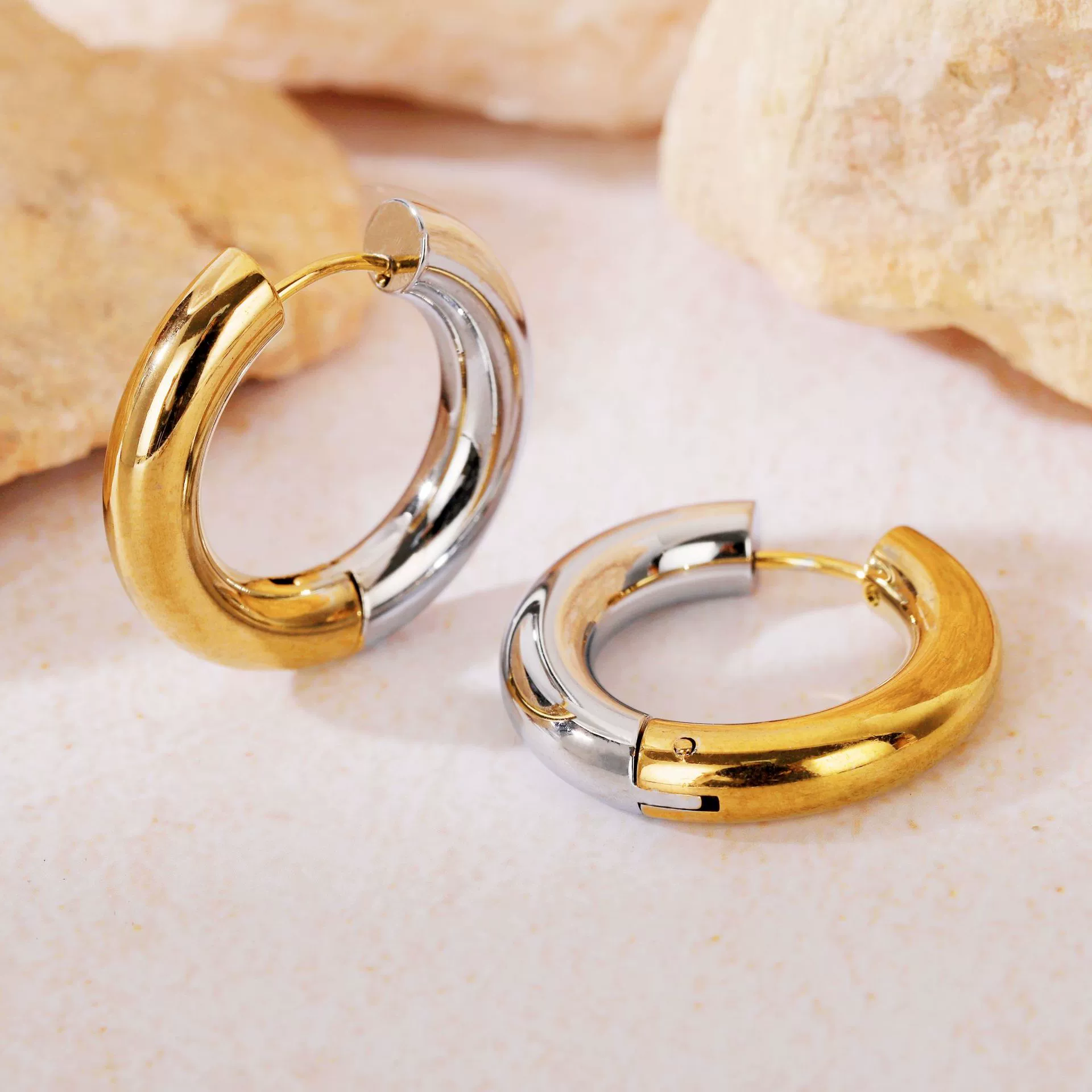 Hoop Earrings Titanium Steel Geometric Electroplating For Women Punk Style - Image 21
