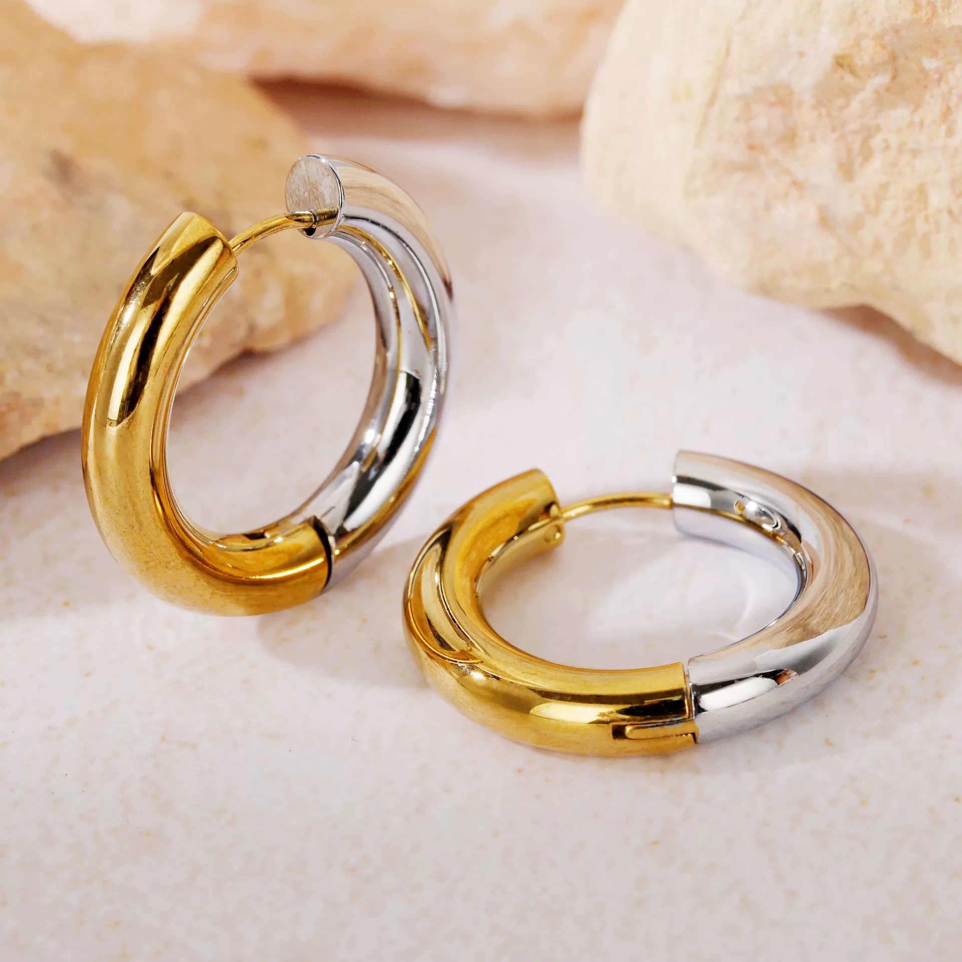 Hoop Earrings Titanium Steel Geometric Electroplating For Women Punk Style - Image 22