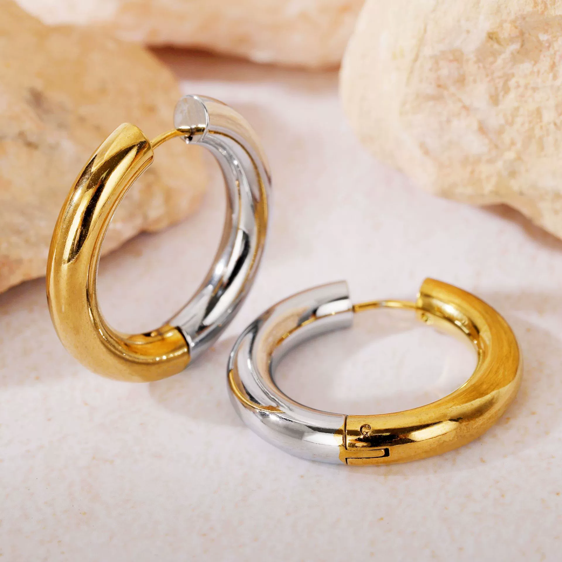 Hoop Earrings Titanium Steel Geometric Electroplating For Women Punk Style - Image 23