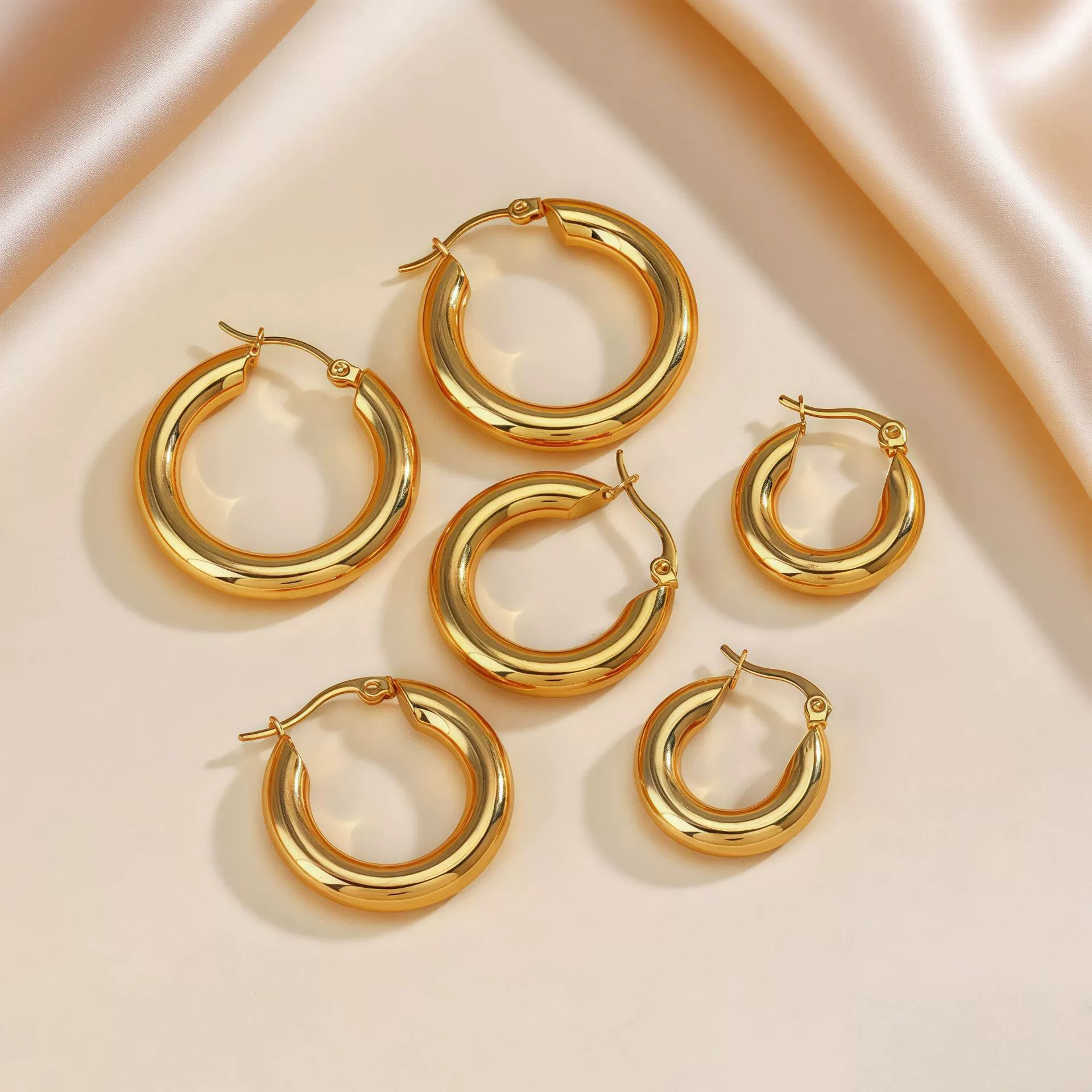 Hoop Earrings Titanium Steel Geometric Electroplating For Women Punk Style - Image 4