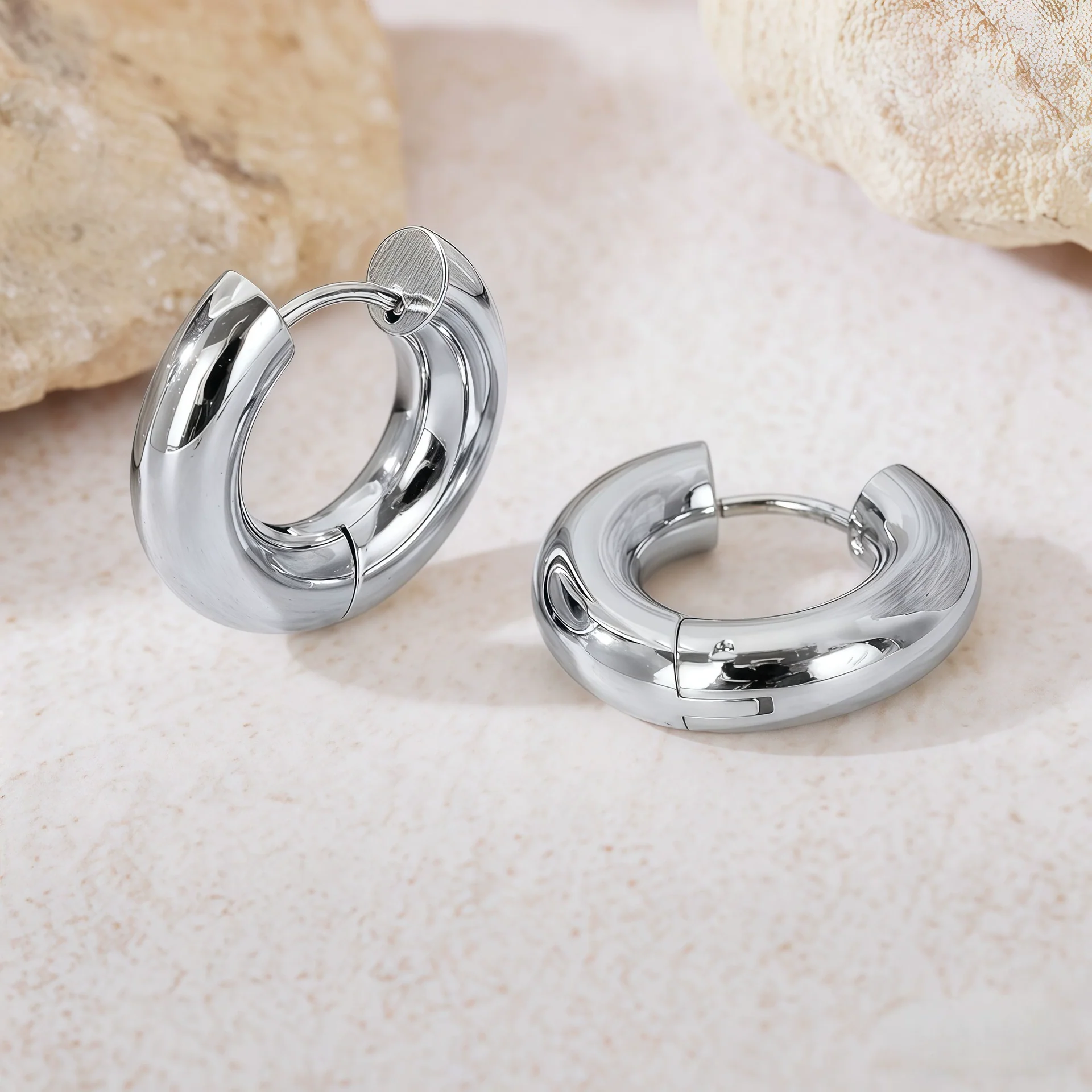 Hoop Earrings Titanium Steel Geometric Electroplating For Women Punk Style - Image 6
