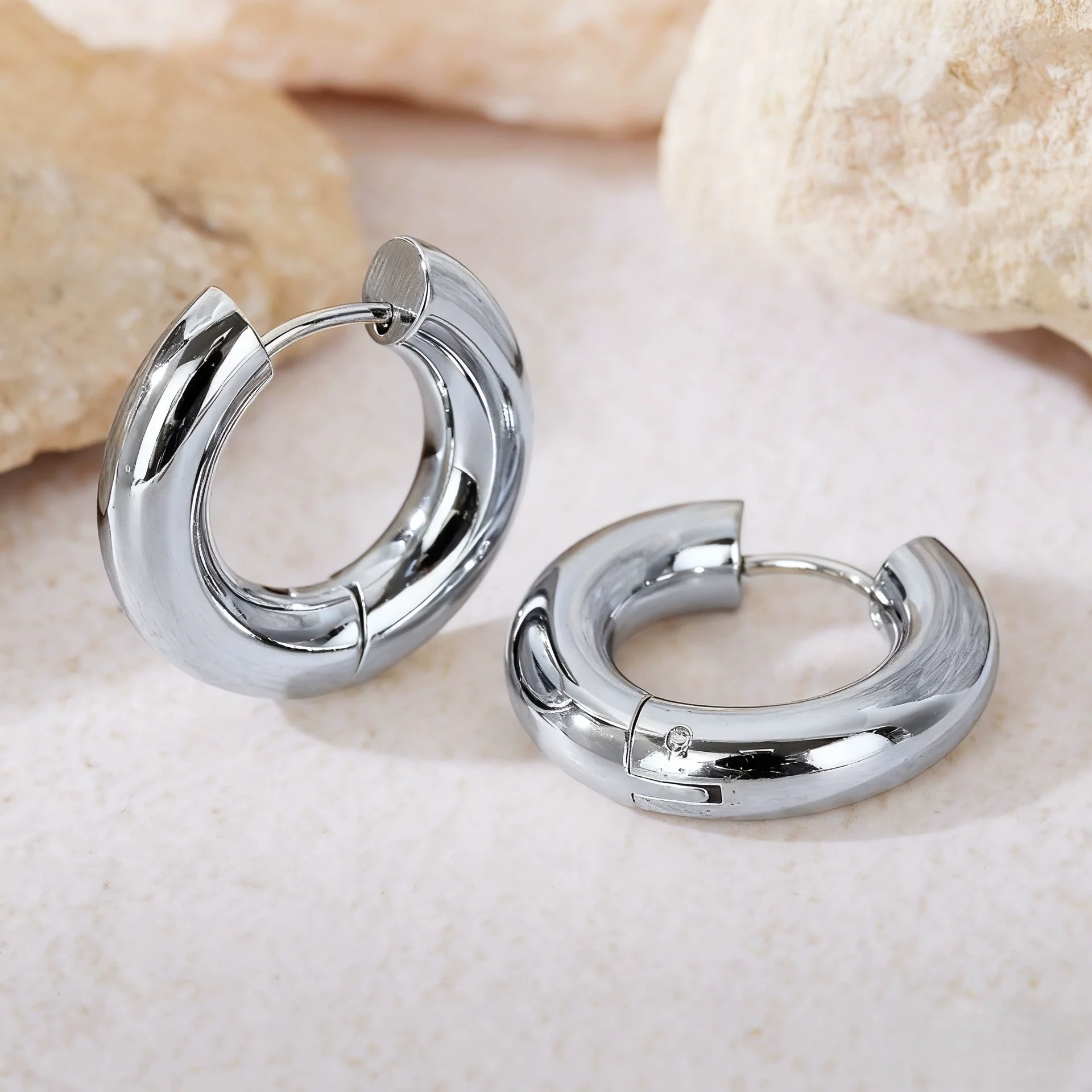 Hoop Earrings Titanium Steel Geometric Electroplating For Women Punk Style - Image 7