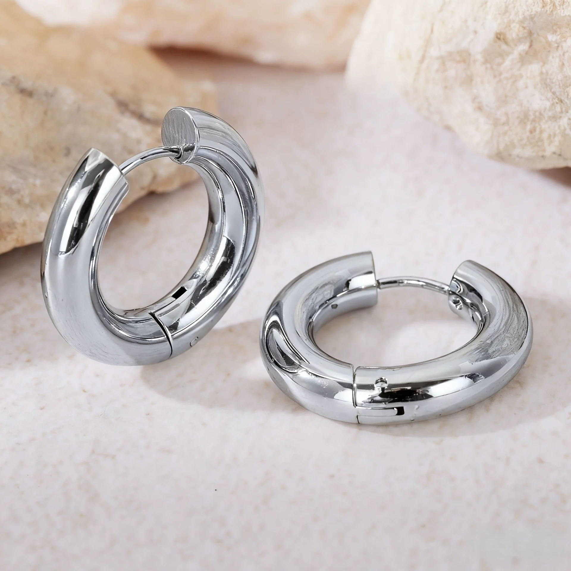 Hoop Earrings Titanium Steel Geometric Electroplating For Women Punk Style - Image 8