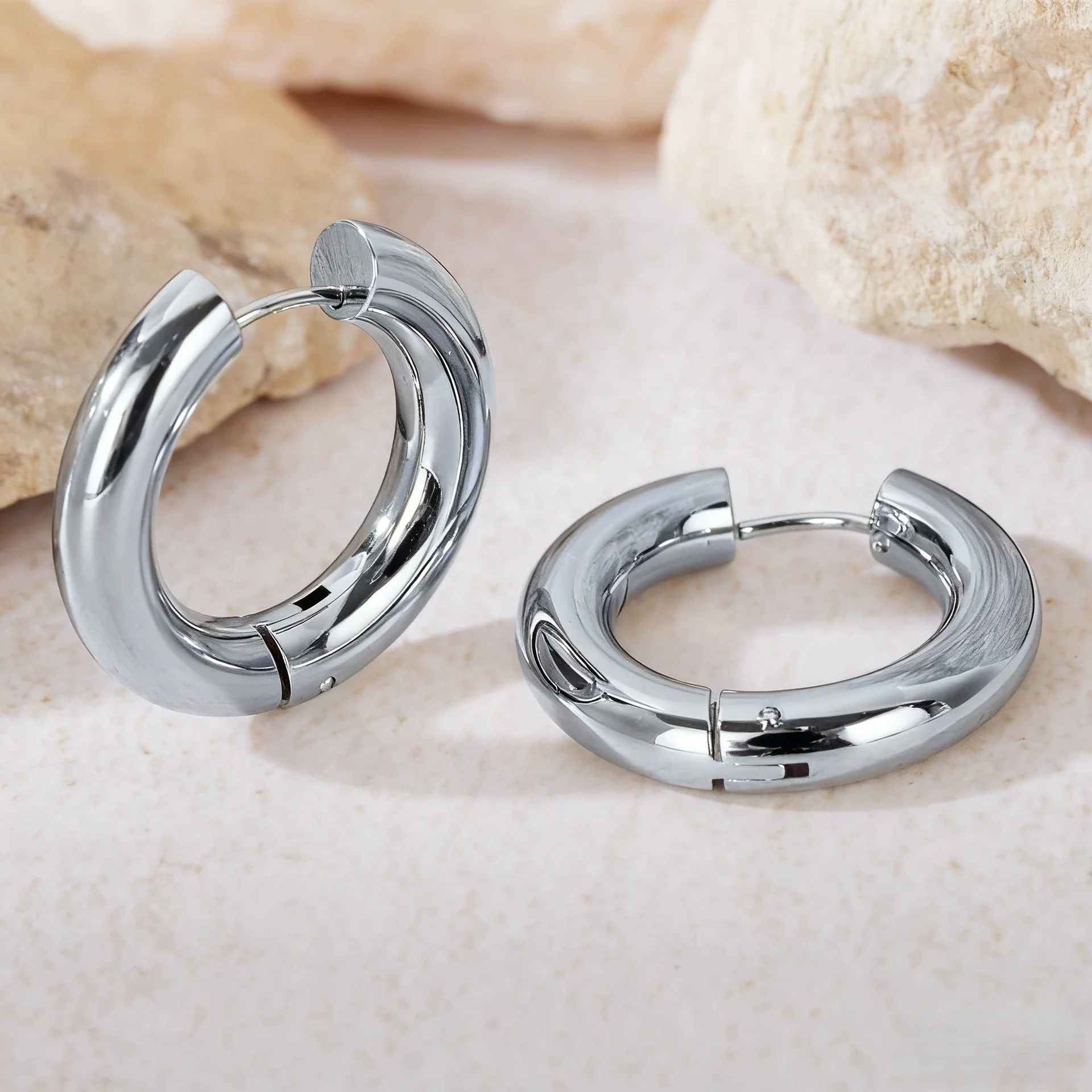 Hoop Earrings Titanium Steel Geometric Electroplating For Women Punk Style - Image 9