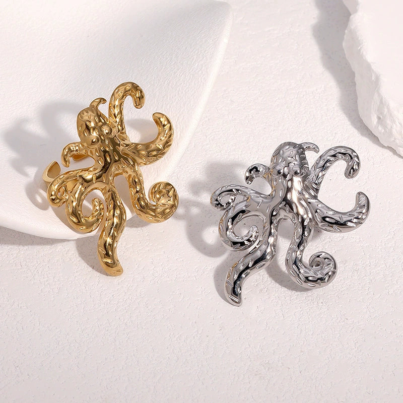 Hotselling Simple Animal Design Electroplated Stainless Steel Women's Open Ring Hand Jewelry