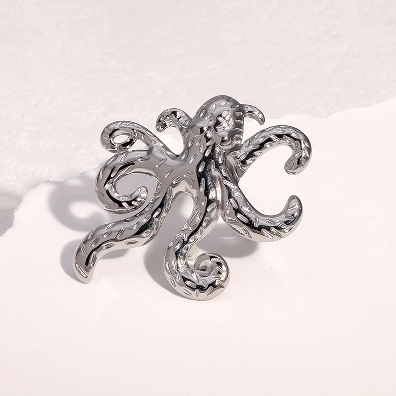 Hotselling Simple Animal Design Electroplated Stainless Steel Women's Open Ring Hand Jewelry - Image 3