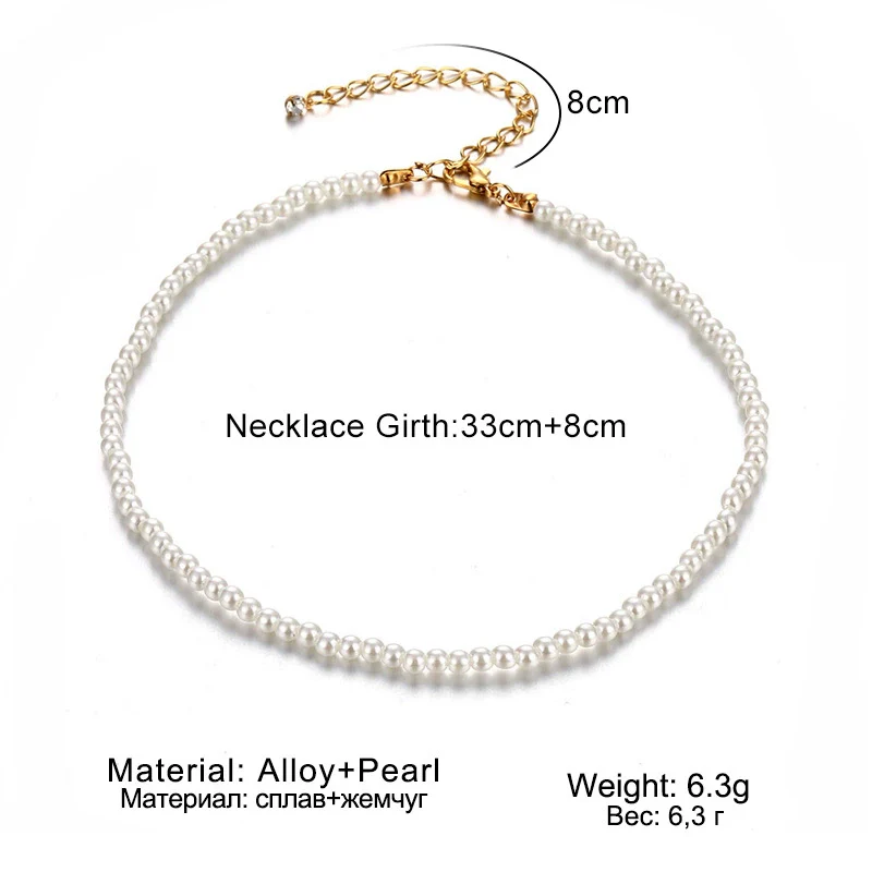 Imitation Pearl Alloy Plastic Resin Necklace With Geometric Design And Inlaid Pearls - Image 2