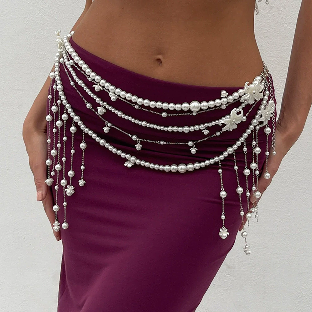 Imitation Pearl And Copper Clad Iron Beaded Tassel Waist Chain For Female Casual Style - Image 6